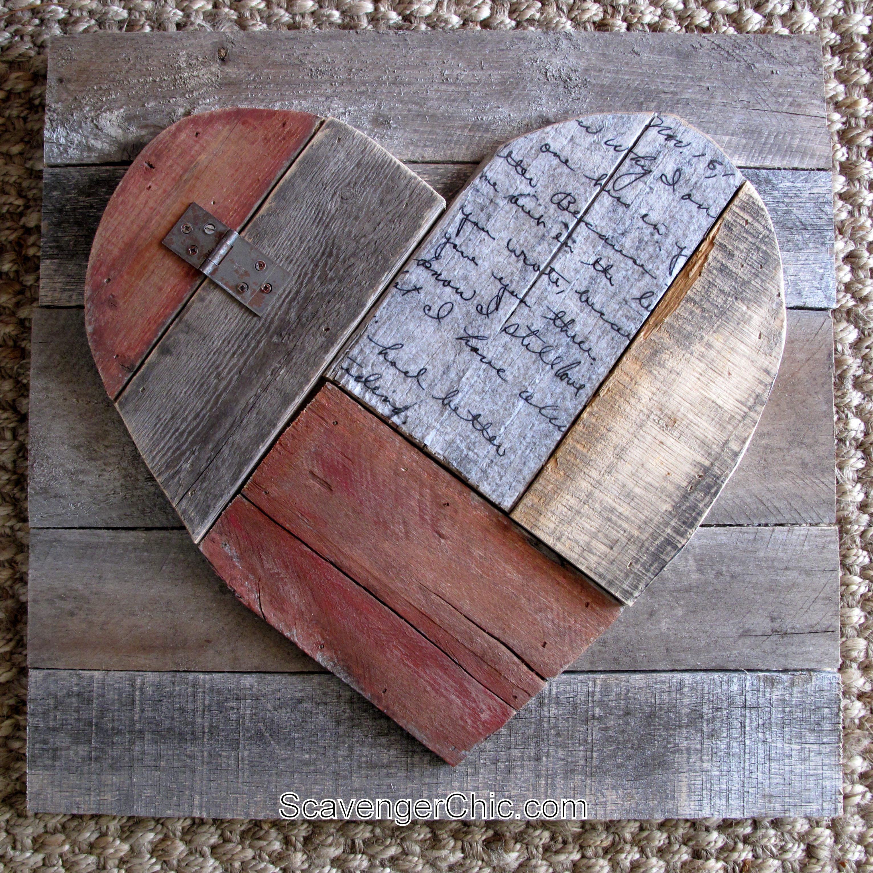 Rustic Pallet Wood Valentines Heart - Scavenger Chic