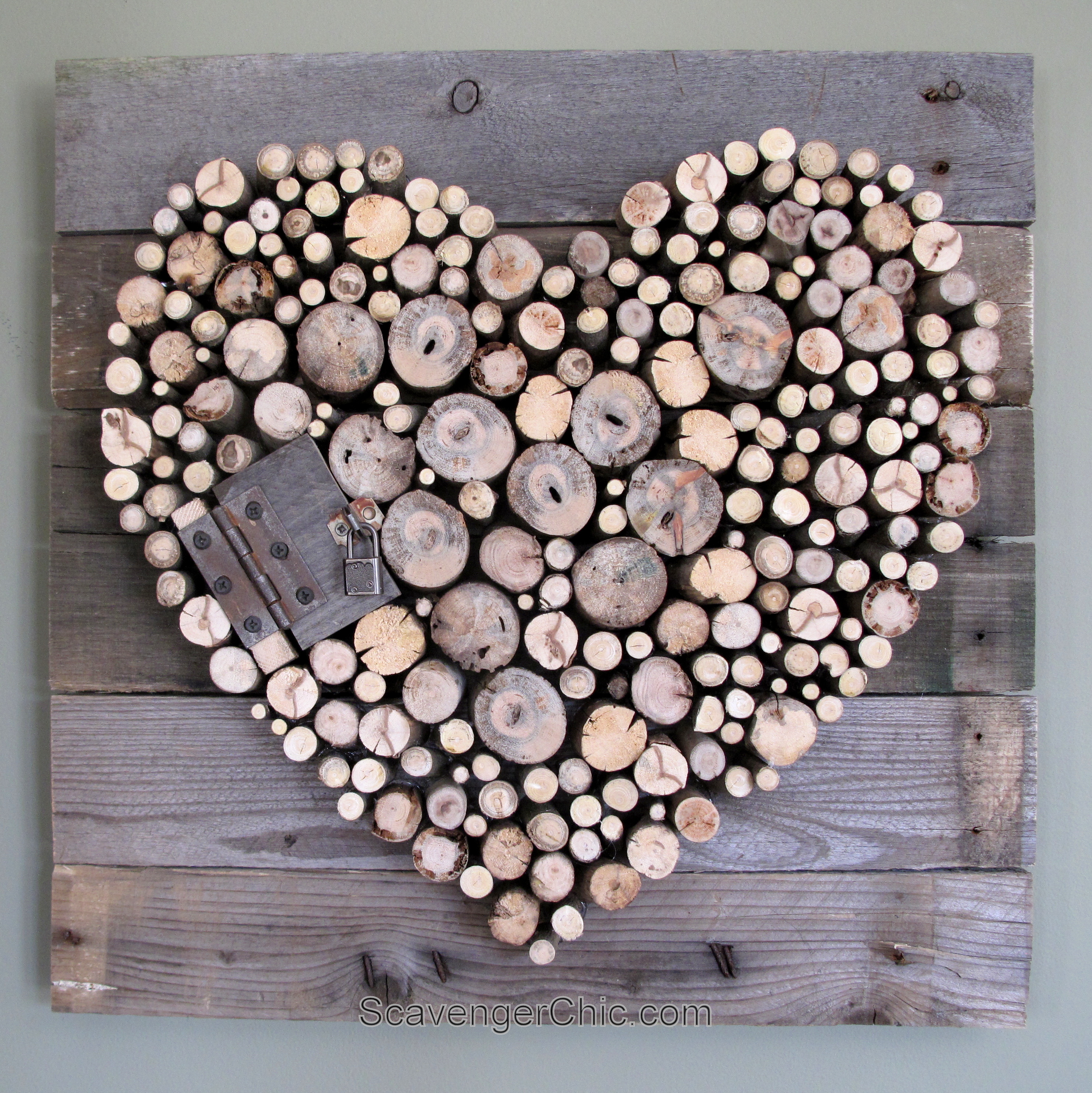 Pallet Wood and Sticks Valentine s Heart - Scavenger Chic